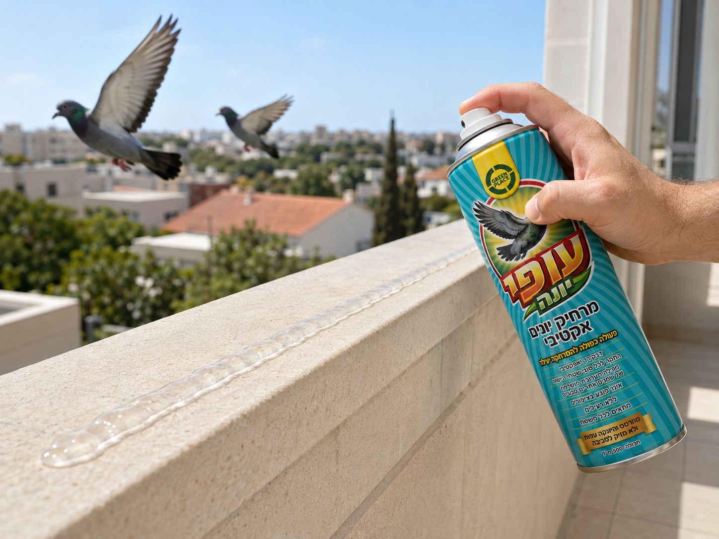 עופי יונה יישום התרסיס על גבי החומה עופי יונה יישום התרסיס על גבי החומה.
